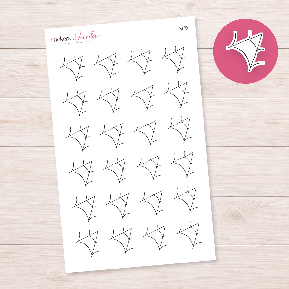 Outline Corner Spiderweb Planner Stickers | I-2175