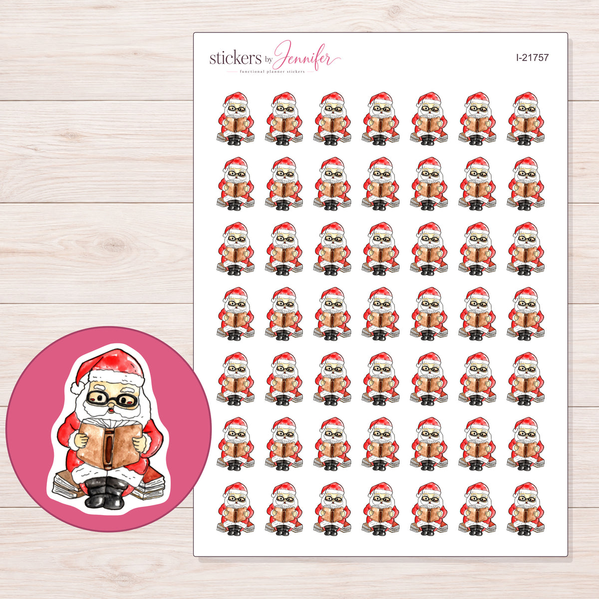 I-21757 planner sticker sheet with enlarged sticker detail