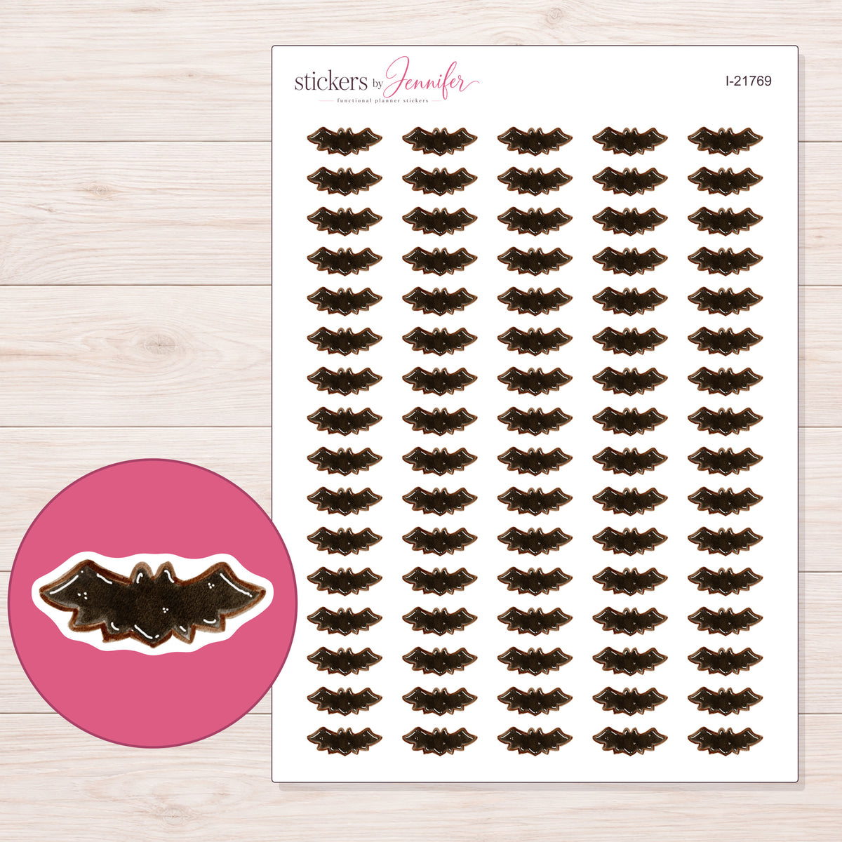 I-21769 planner sticker sheet with enlarged sticker detail