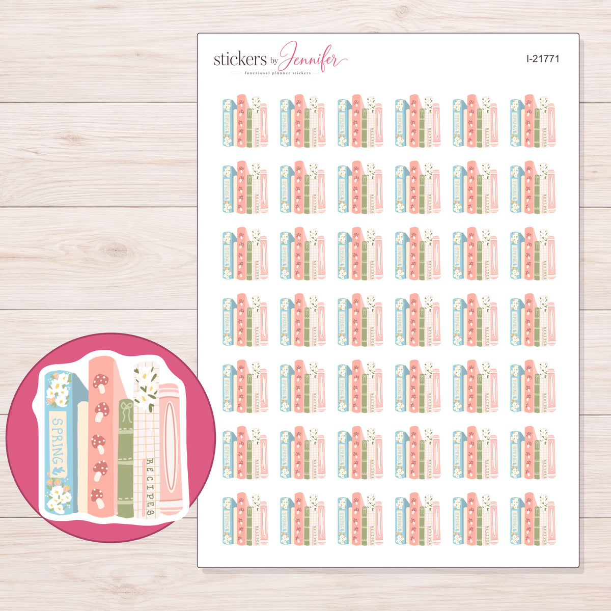 I-21771 planner sticker sheet with enlarged sticker detail