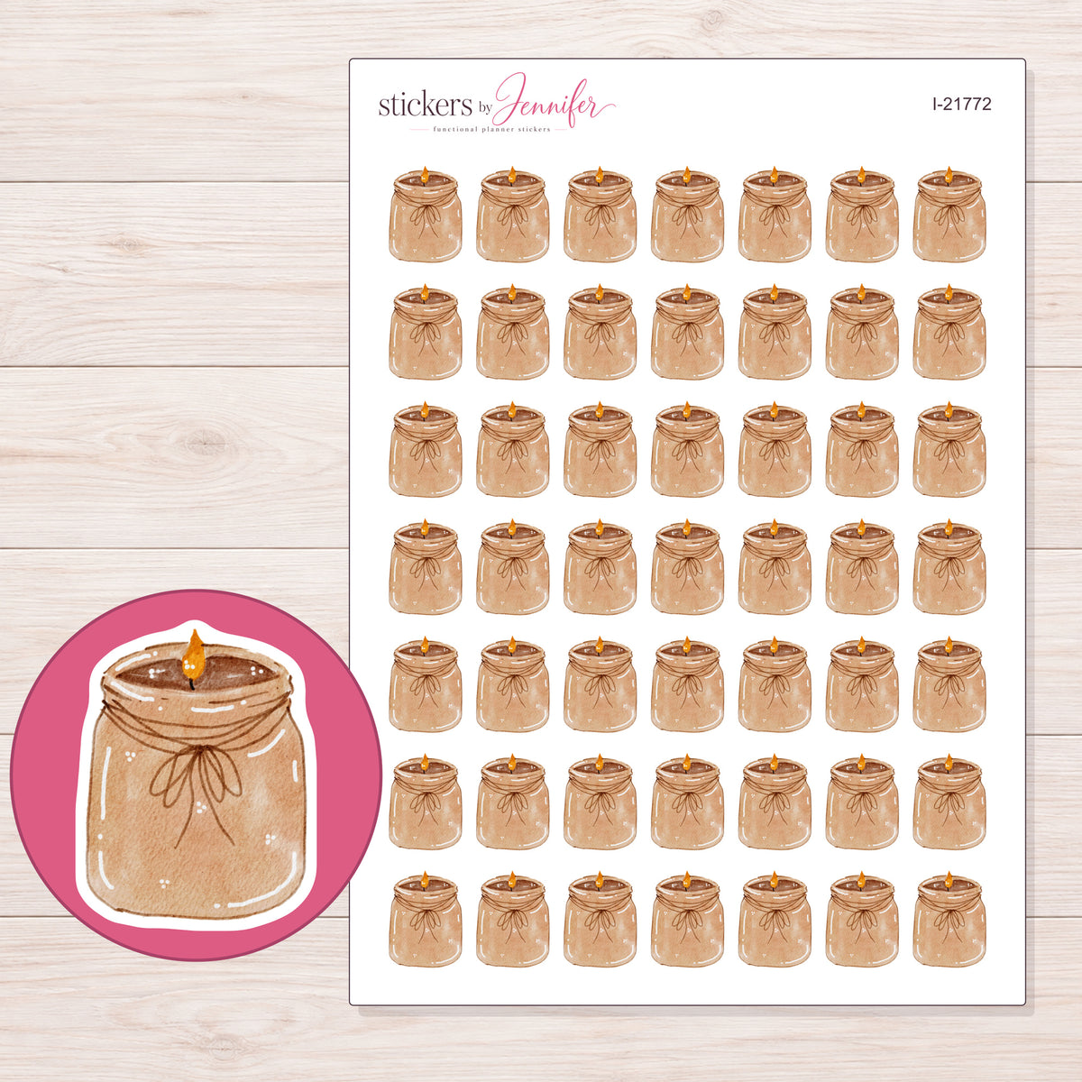 I-21772 planner sticker sheet with enlarged sticker detail