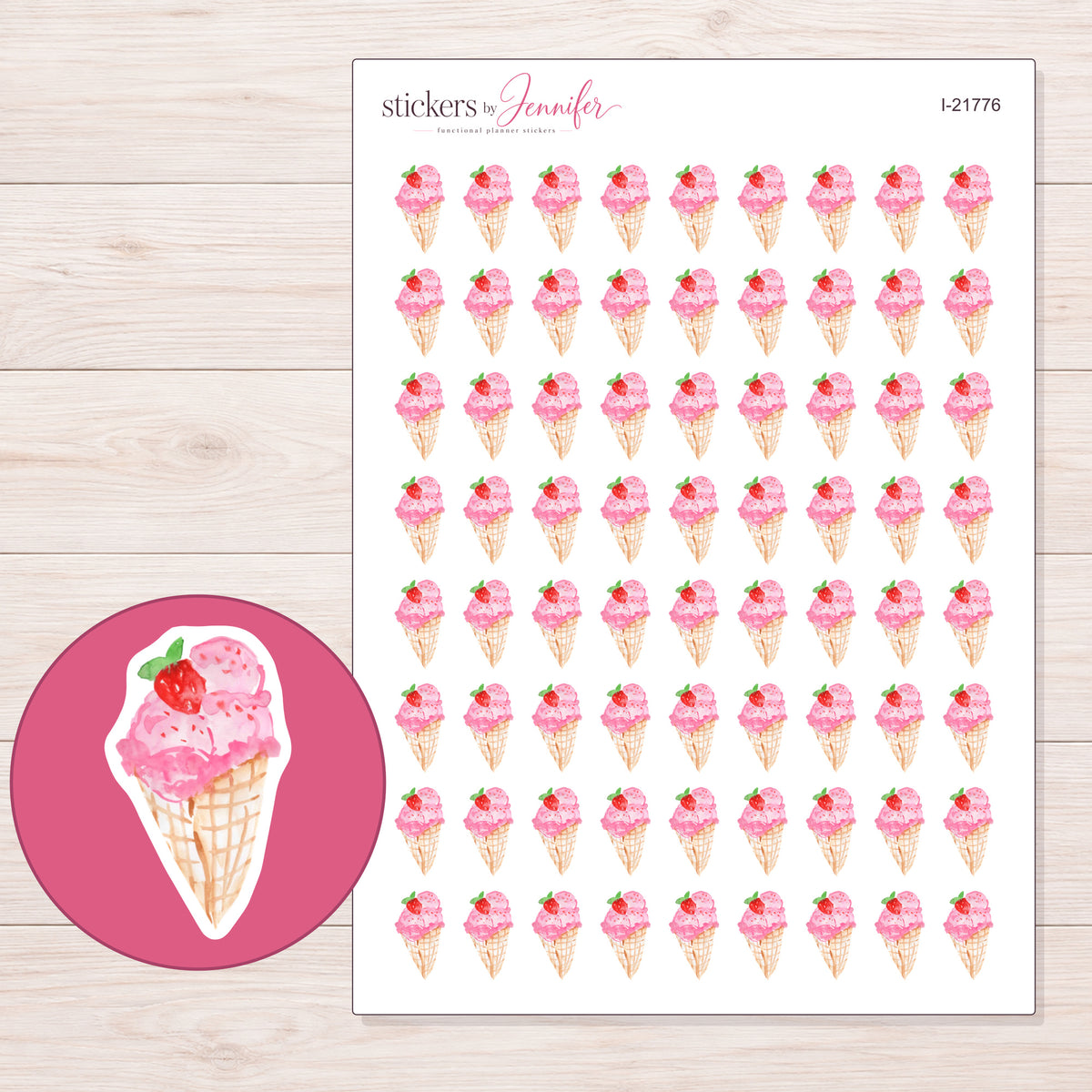 I-21776 planner sticker sheet with enlarged sticker detail
