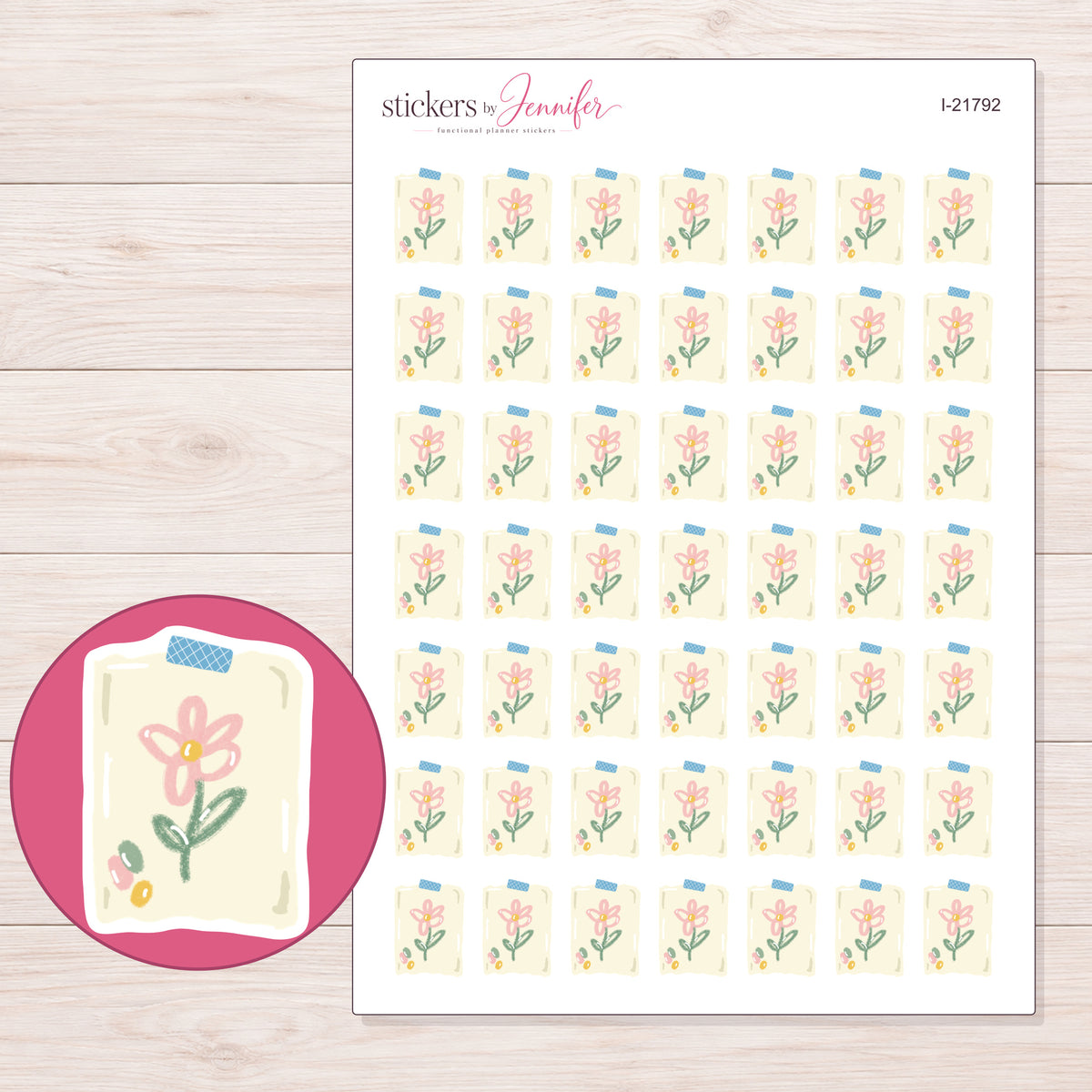 I-21792 planner sticker sheet with enlarged sticker detail
