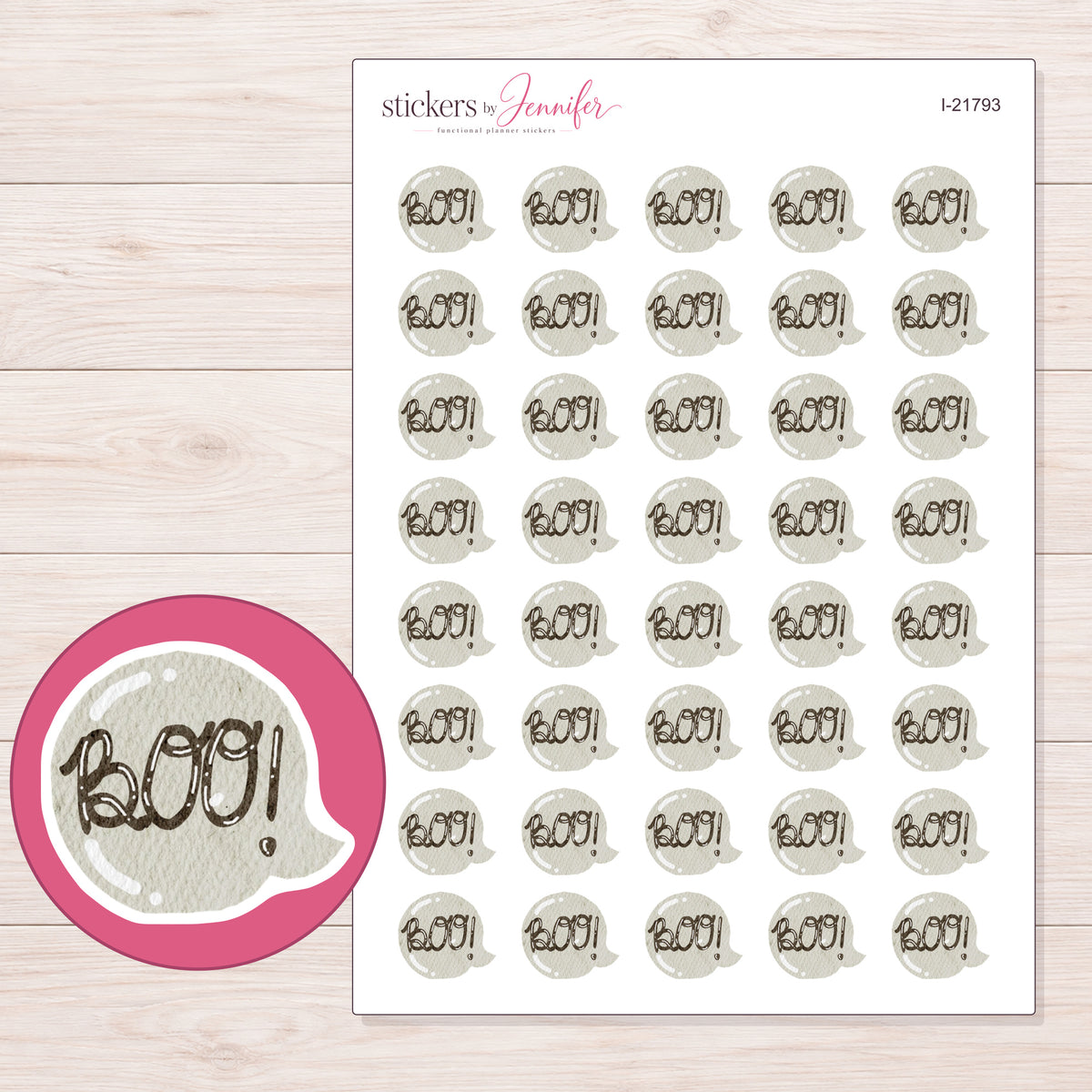 I-21793 planner sticker sheet with enlarged sticker detail