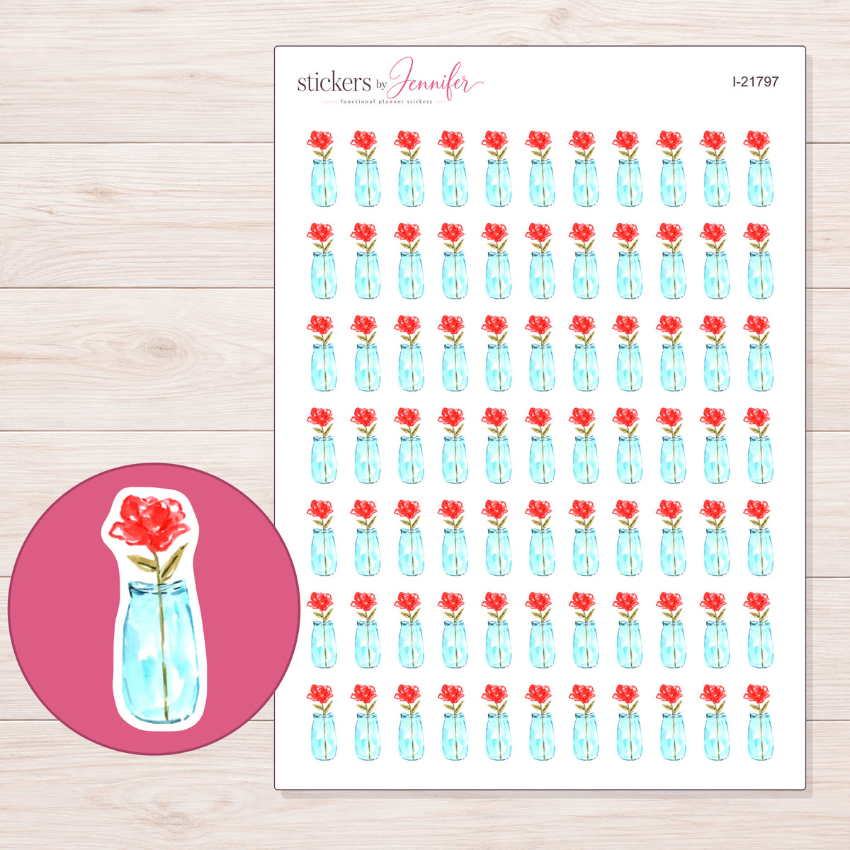 I-21797 planner sticker sheet with enlarged sticker detail