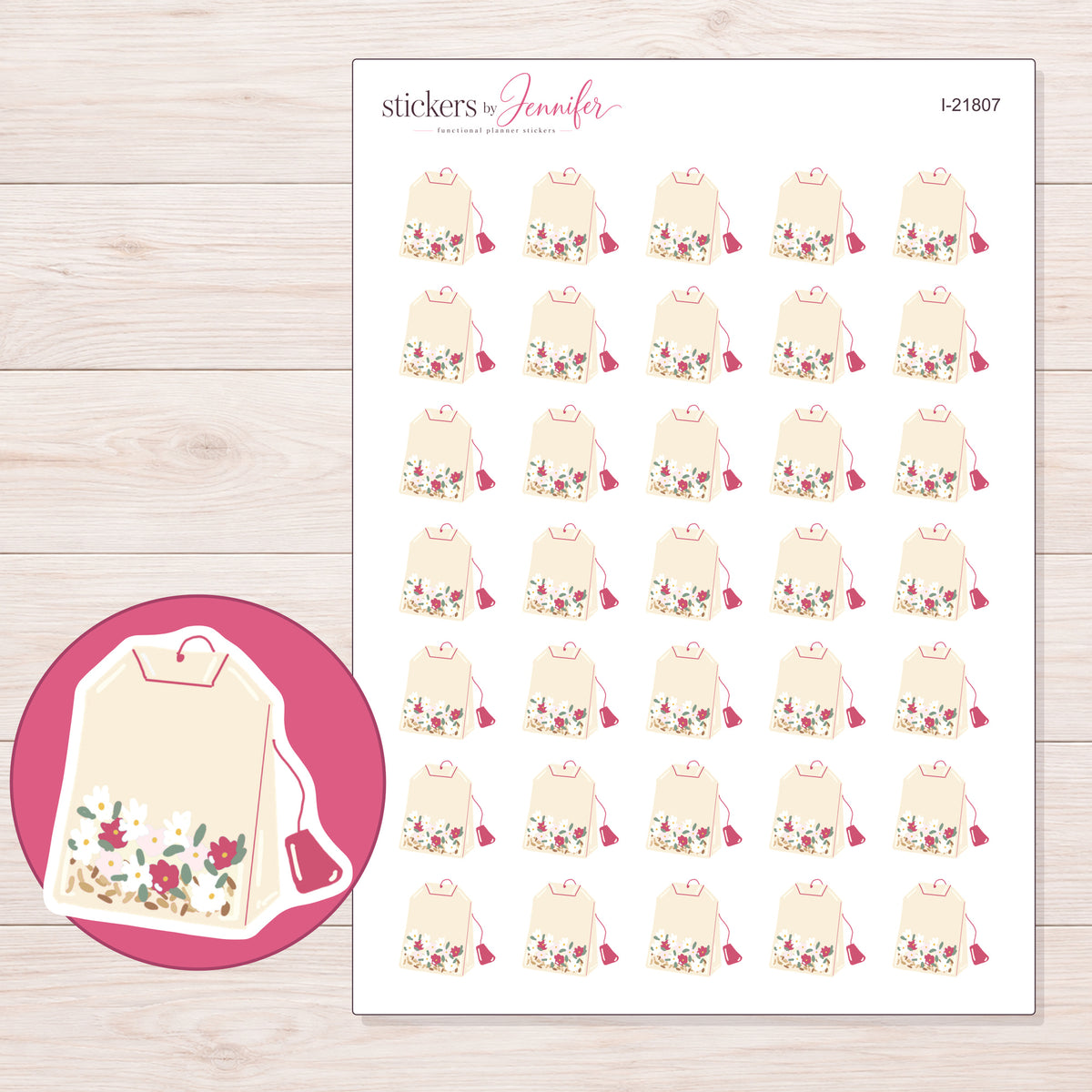 I-21807 planner sticker sheet with enlarged sticker detail