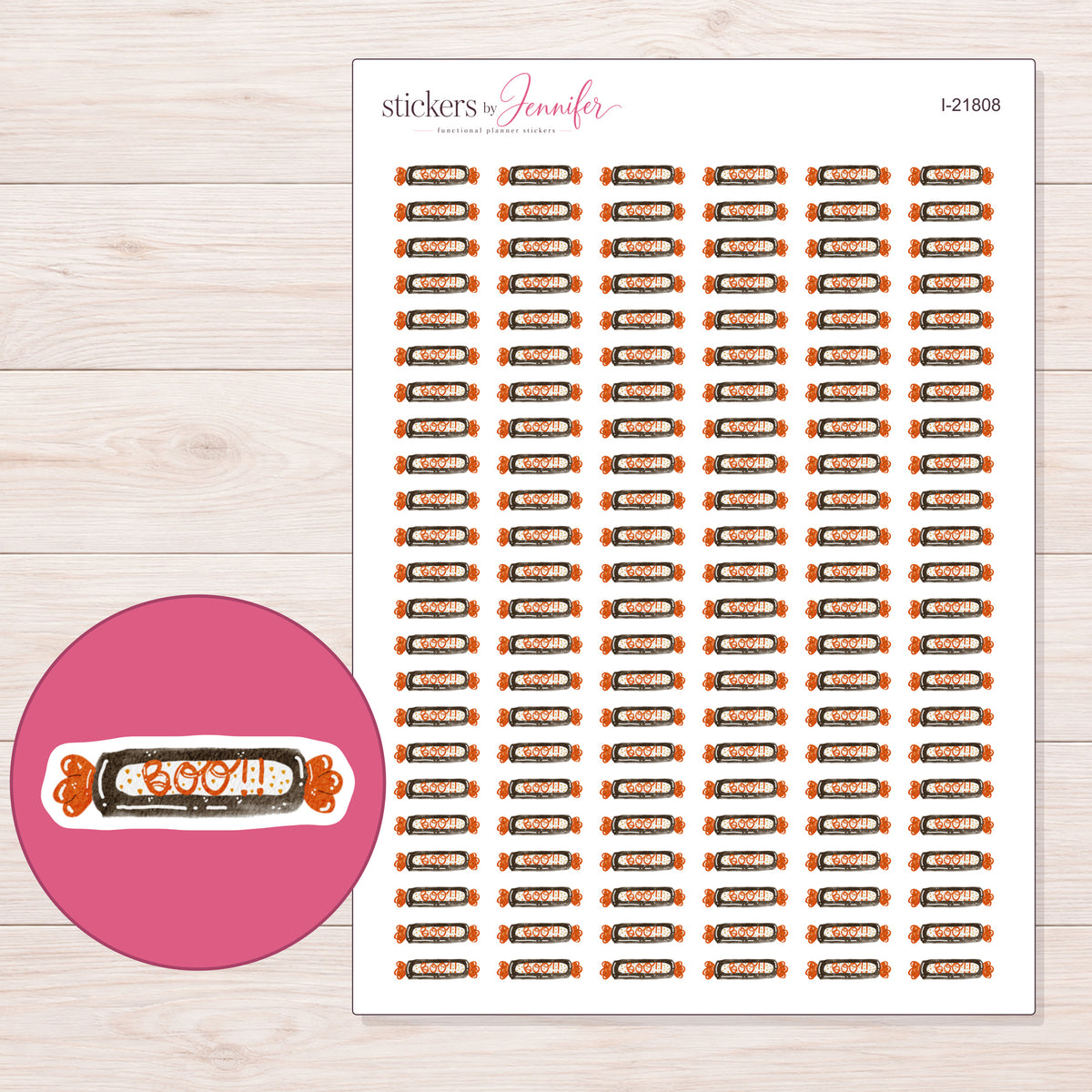 I-21808 planner sticker sheet with enlarged sticker detail