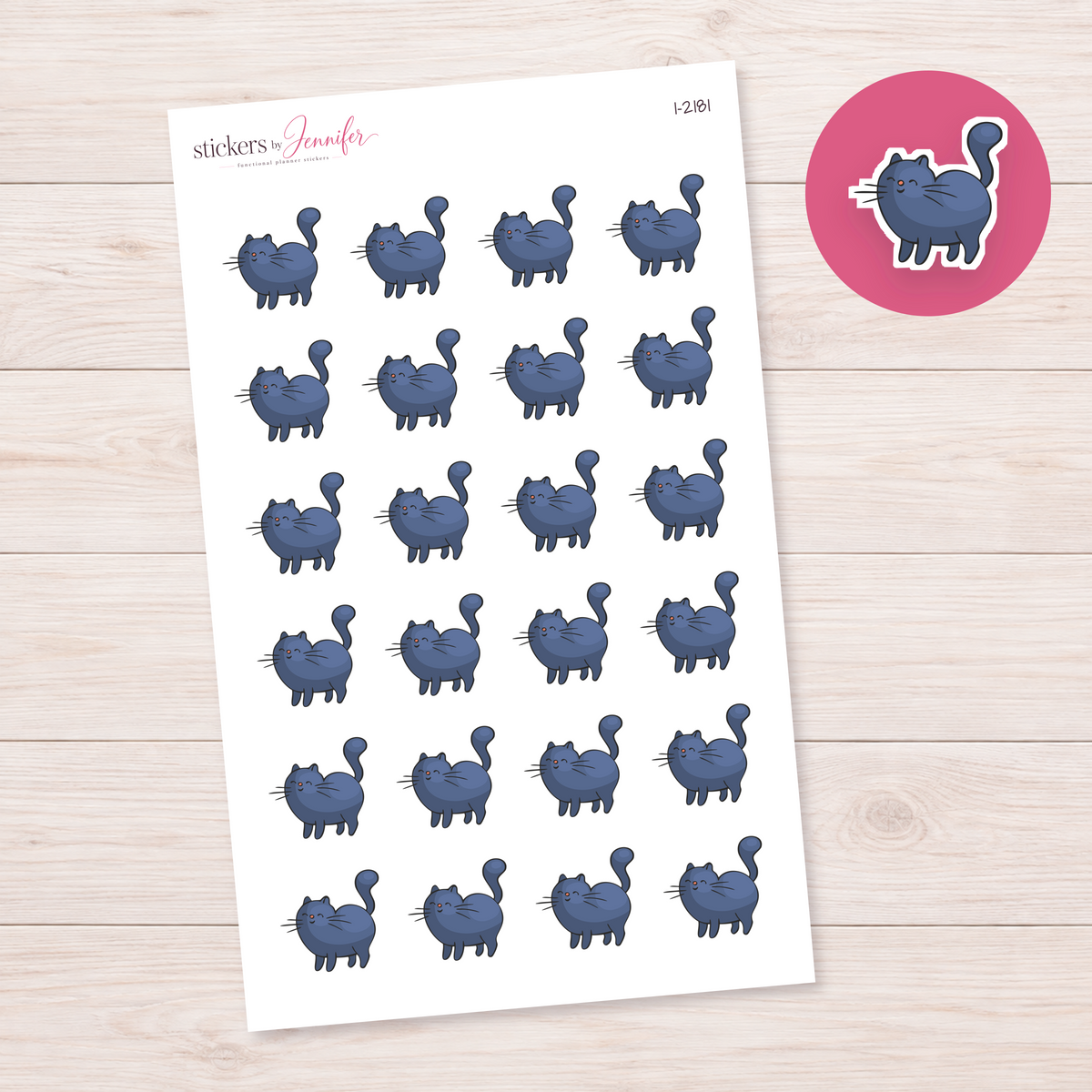 Blue Standing Cat Planner Stickers | I-2181