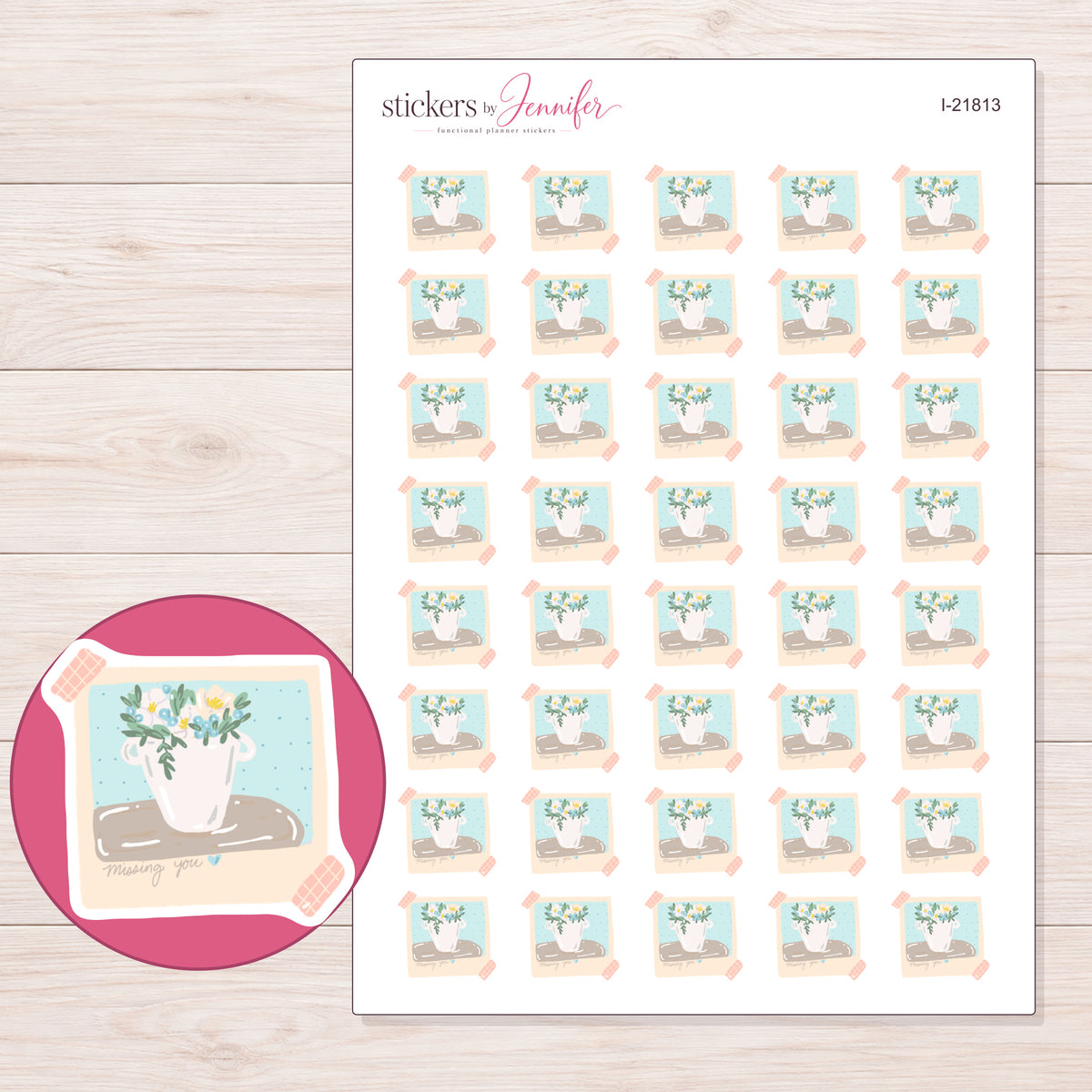 I-21813 planner sticker sheet with enlarged sticker detail
