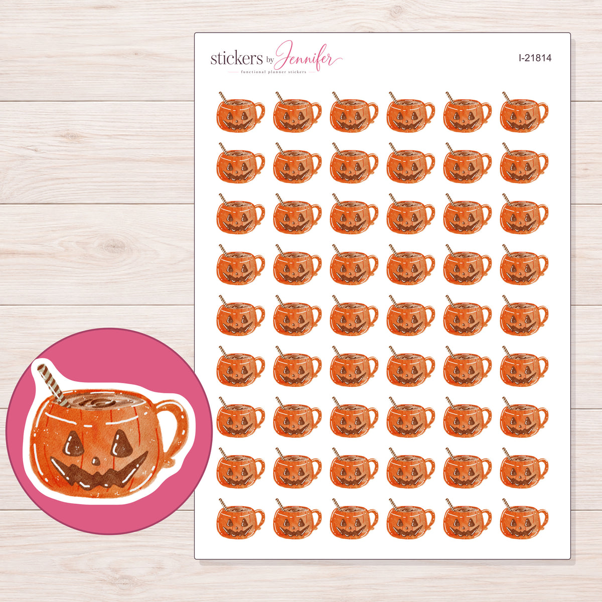 I-21814 planner sticker sheet with enlarged sticker detail