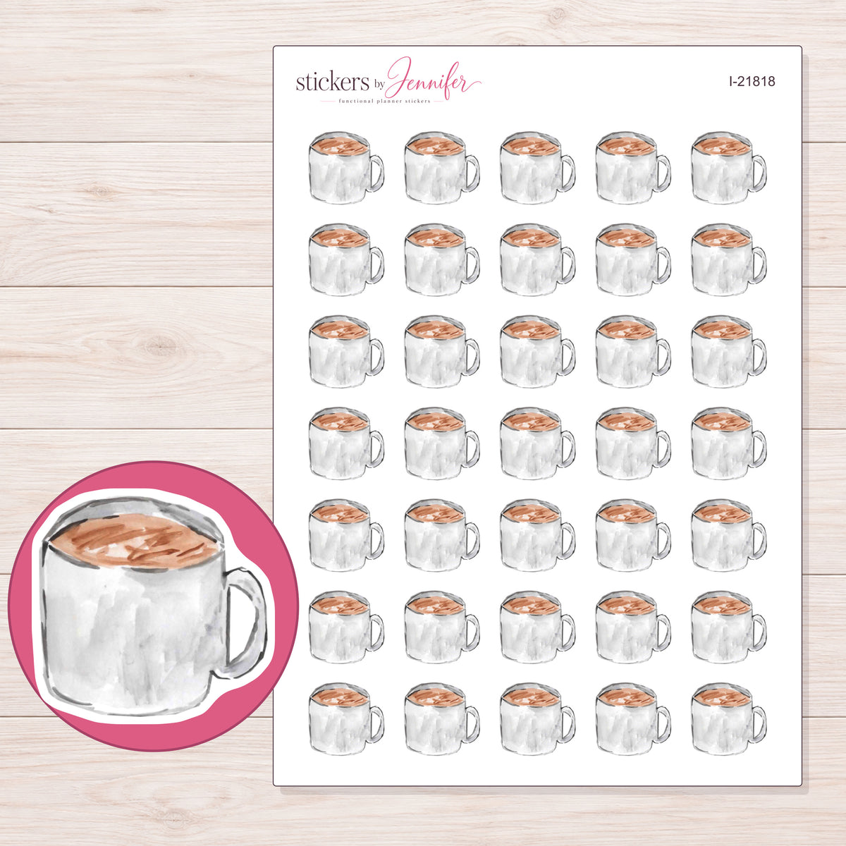 I-21818 planner sticker sheet with enlarged sticker detail