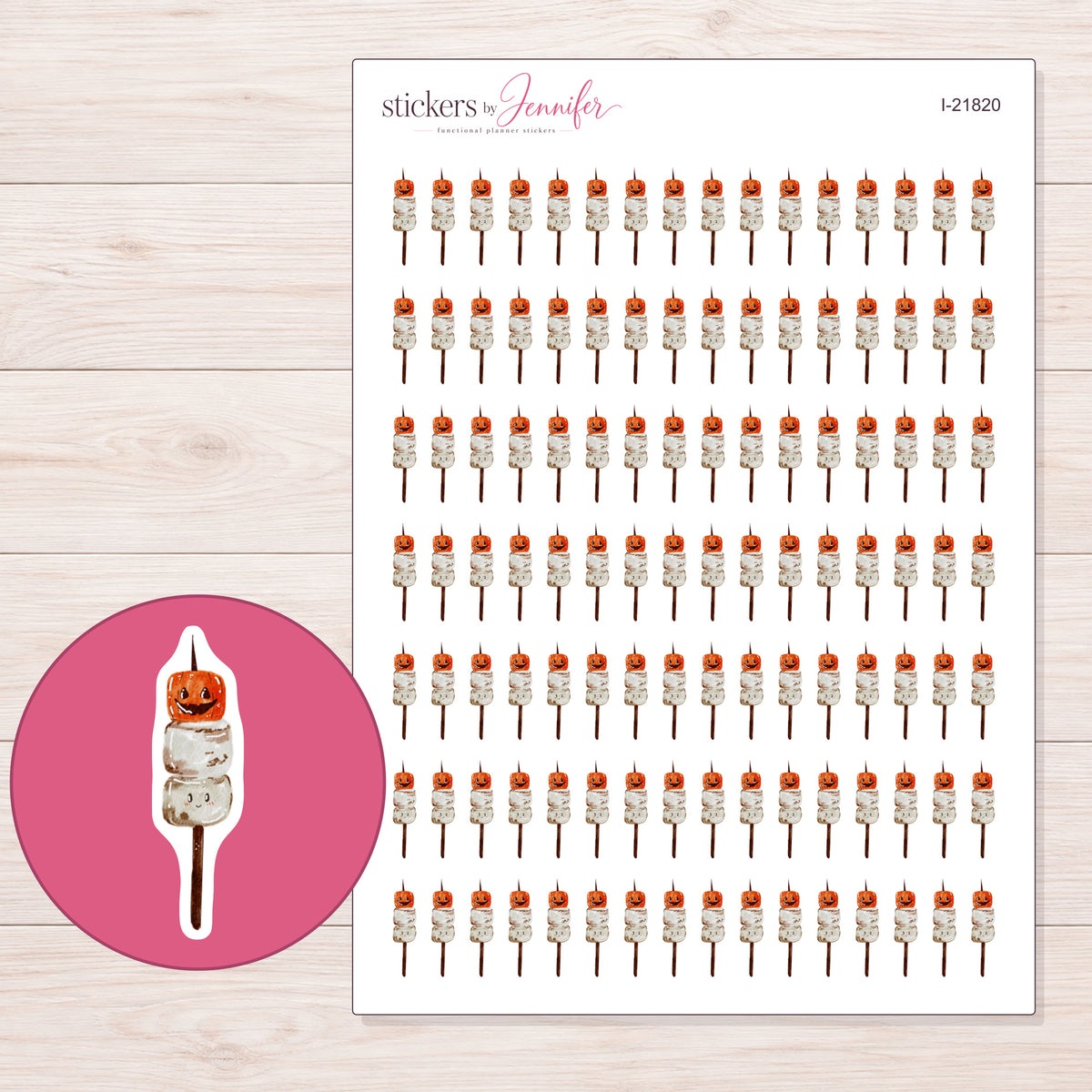 I-21820 planner sticker sheet with enlarged sticker detail