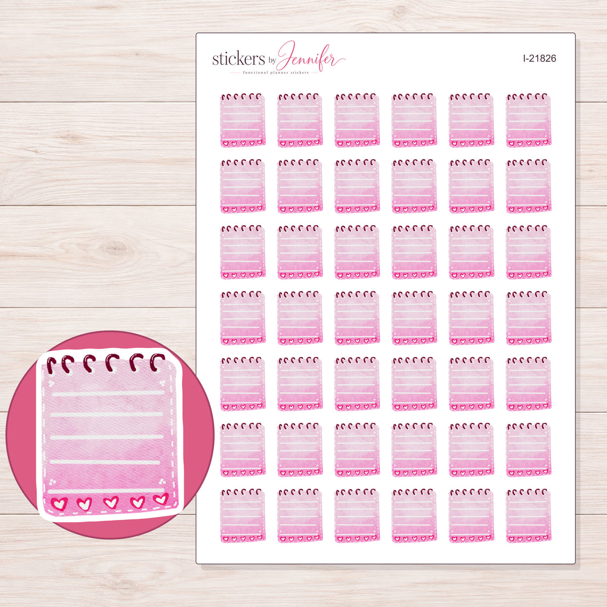 I-21826 planner sticker sheet with enlarged sticker detail