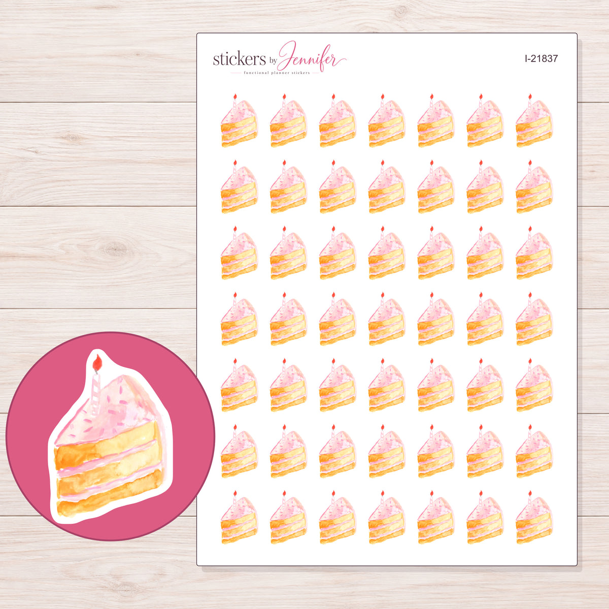 I-21837 planner sticker sheet with enlarged sticker detail