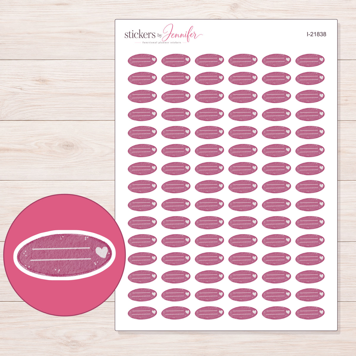I-21838 planner sticker sheet with enlarged sticker detail