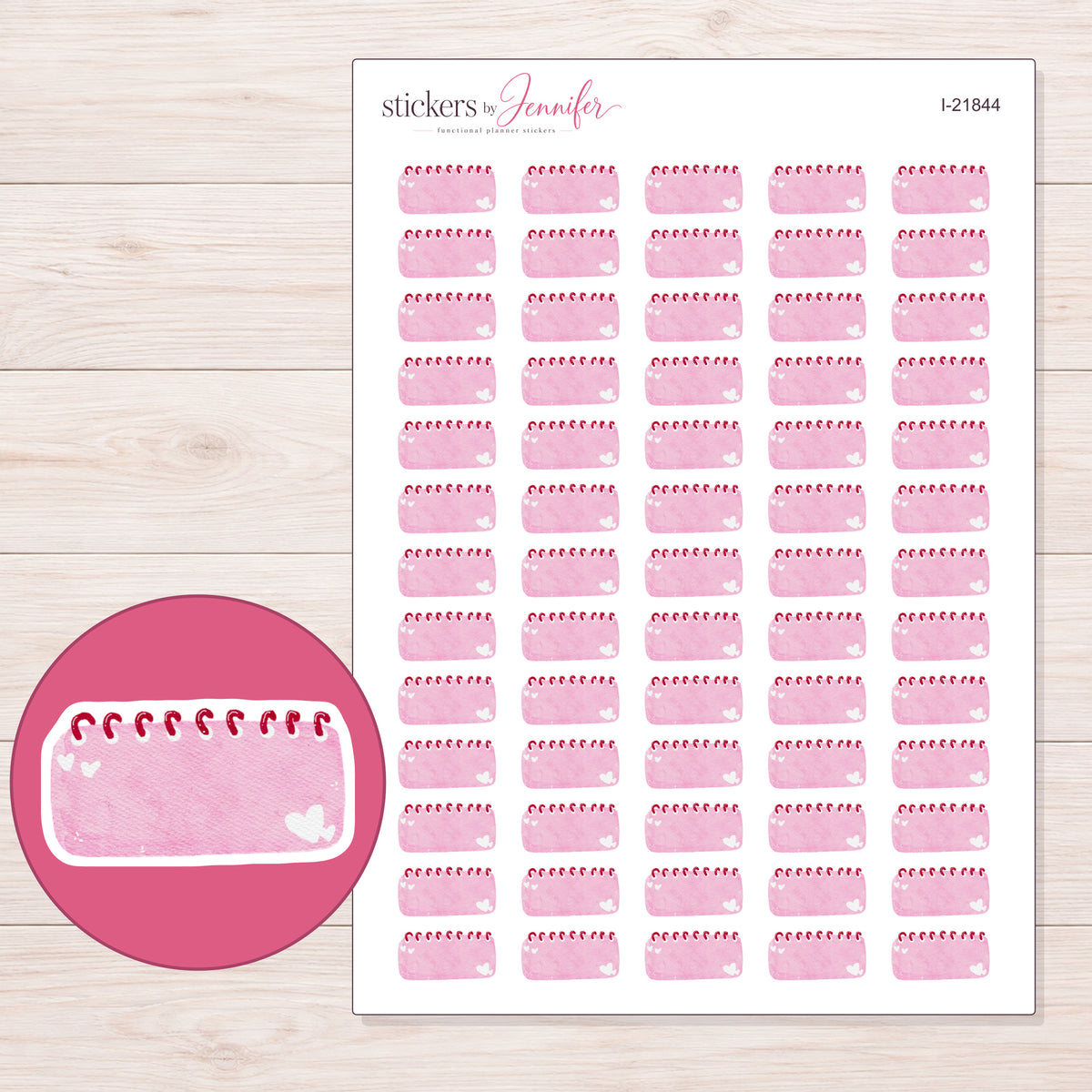 I-21844 planner sticker sheet with enlarged sticker detail