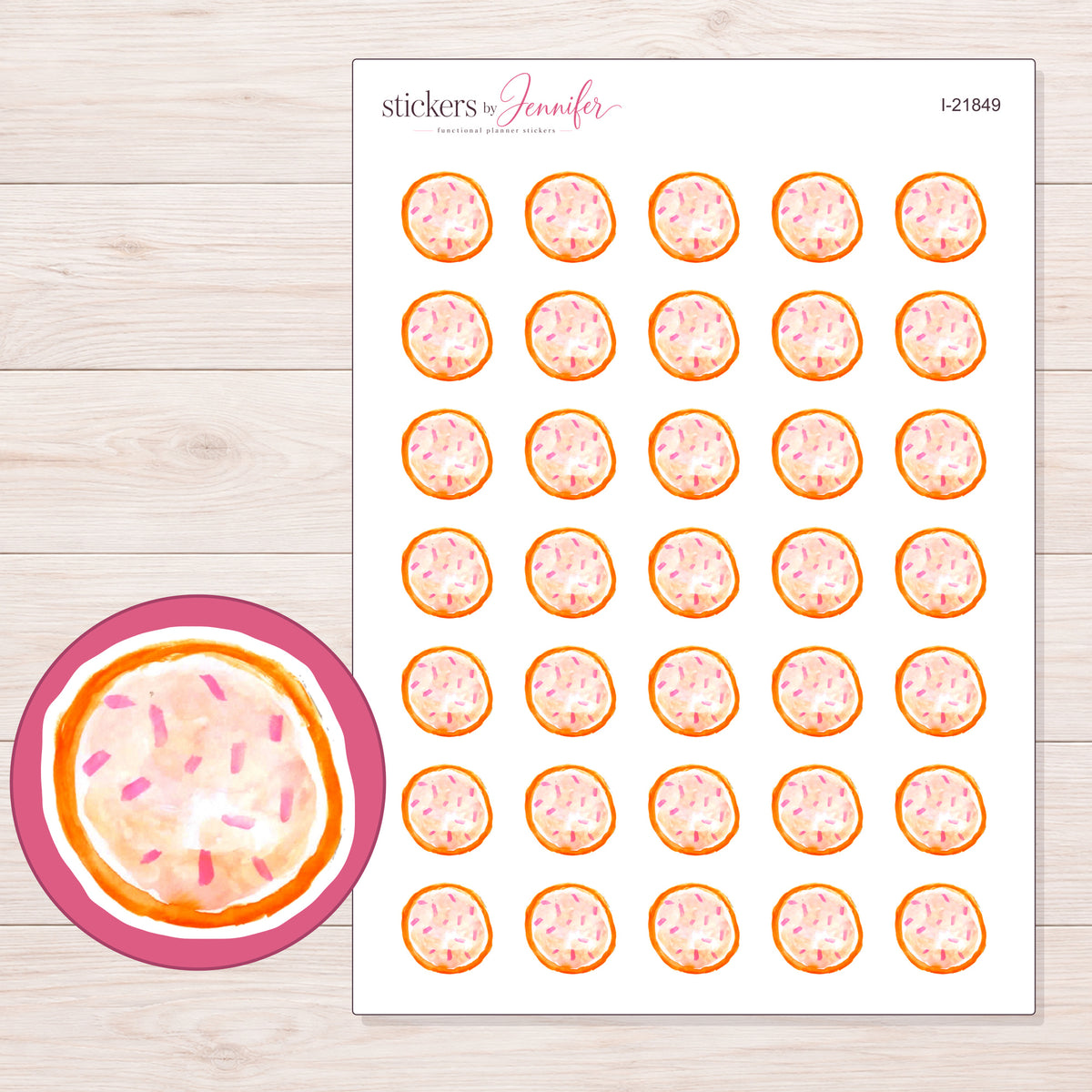 I-21849 planner sticker sheet with enlarged sticker detail