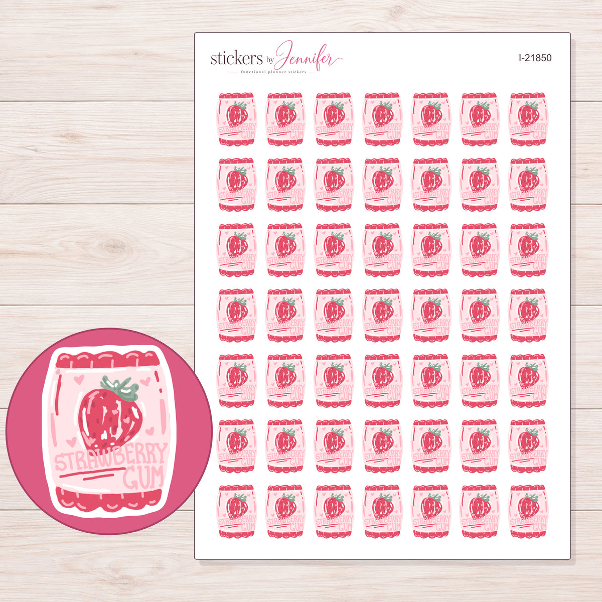 I-21850 planner sticker sheet with enlarged sticker detail