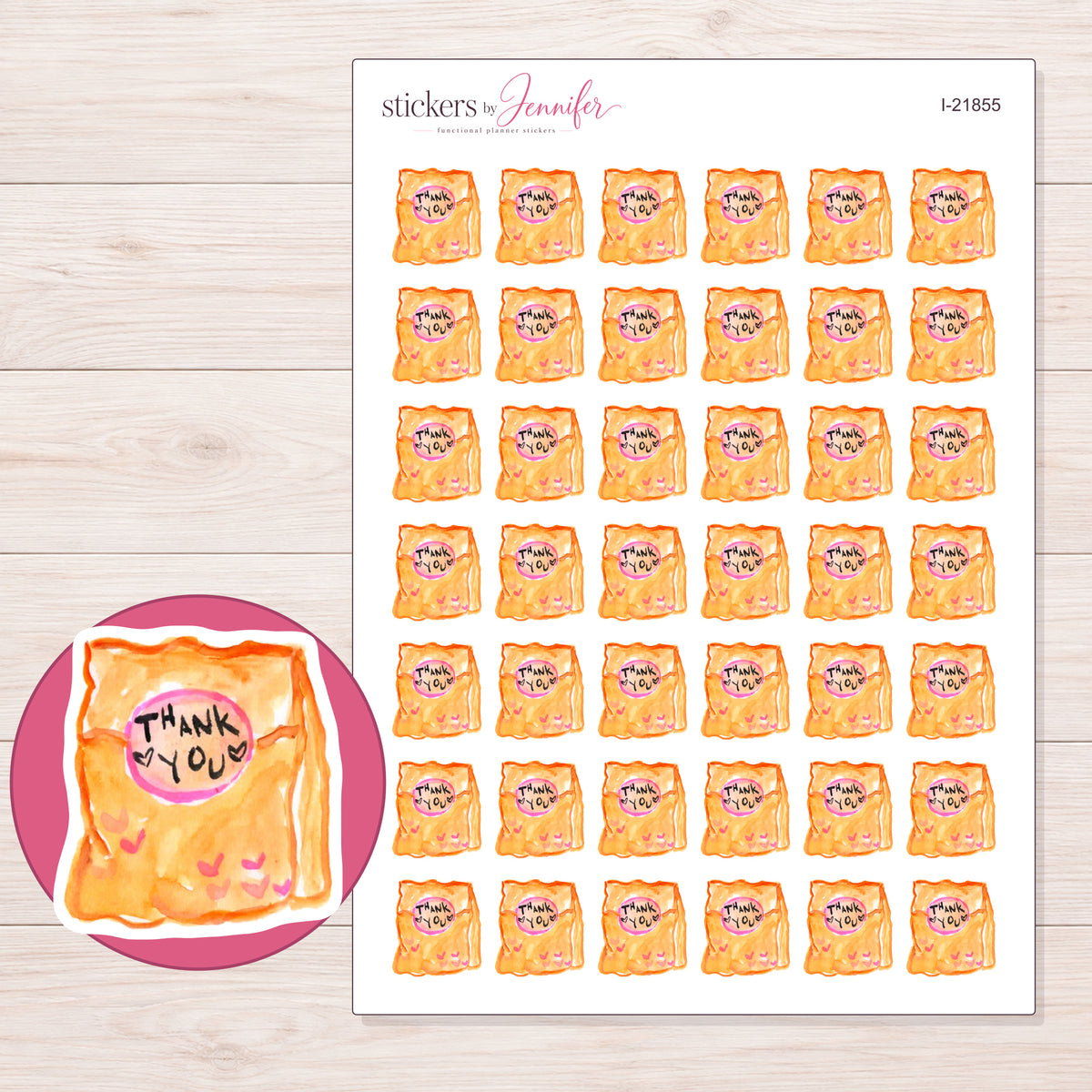 I-21855 planner sticker sheet with enlarged sticker detail