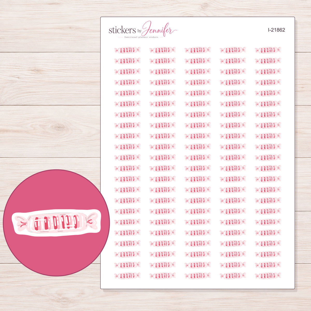 I-21862 planner sticker sheet with enlarged sticker detail