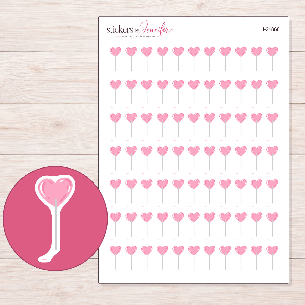 I-21868 planner sticker sheet with enlarged sticker detail