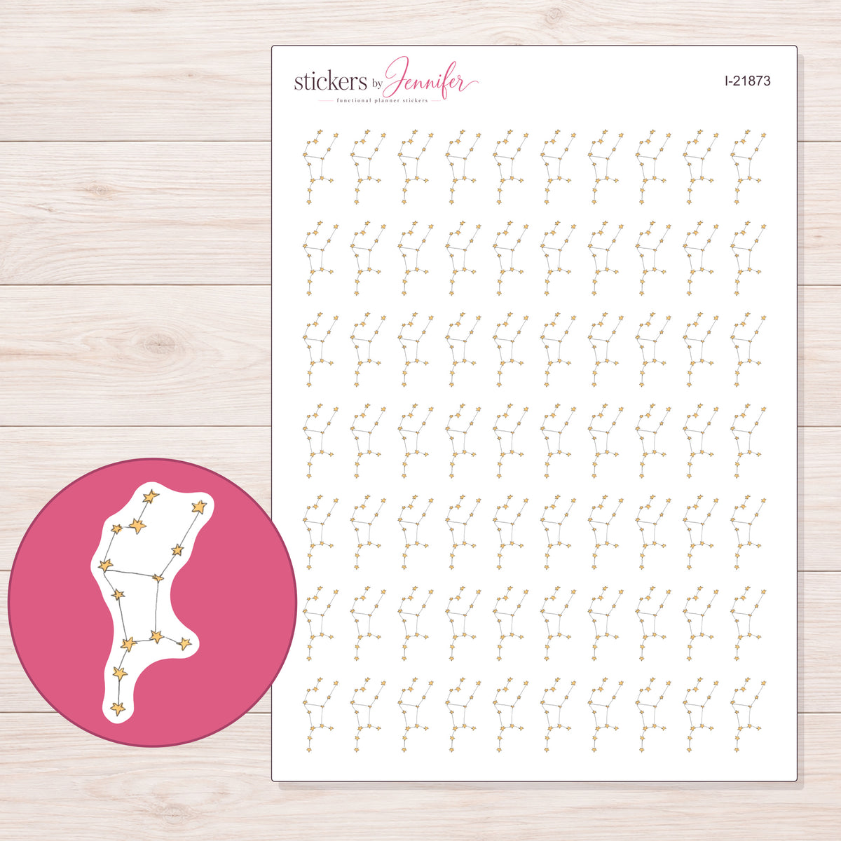 I-21873 planner sticker sheet with enlarged sticker detail