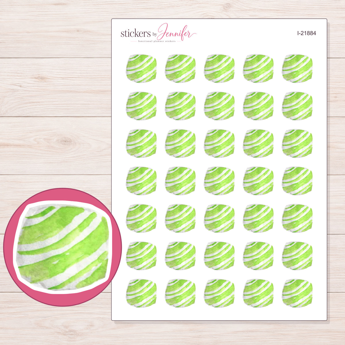 I-21884 planner sticker sheet with enlarged sticker detail