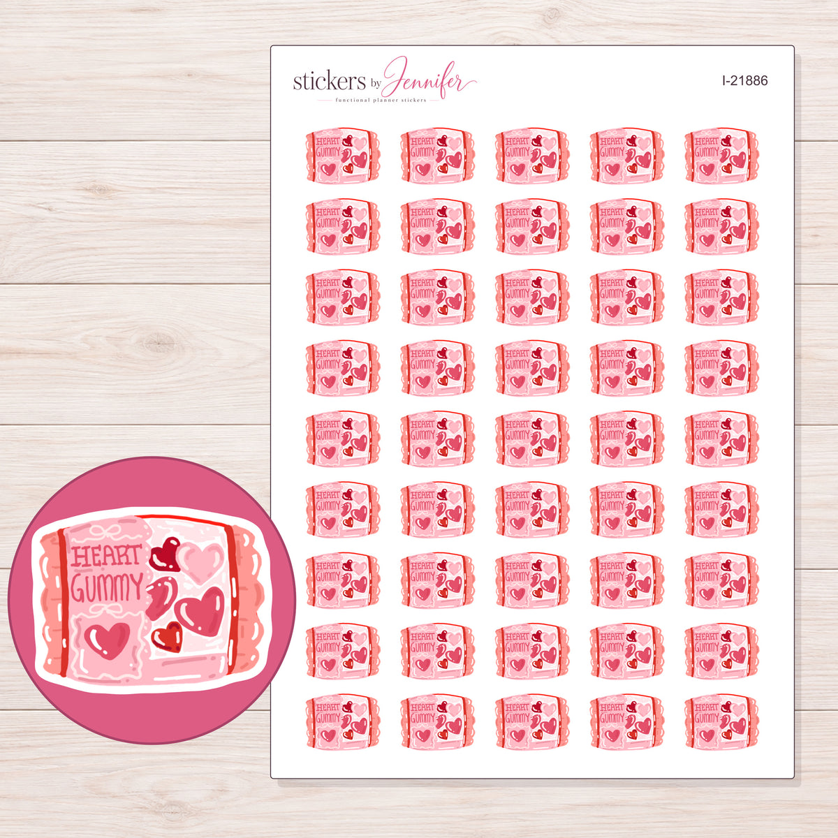 I-21886 planner sticker sheet with enlarged sticker detail