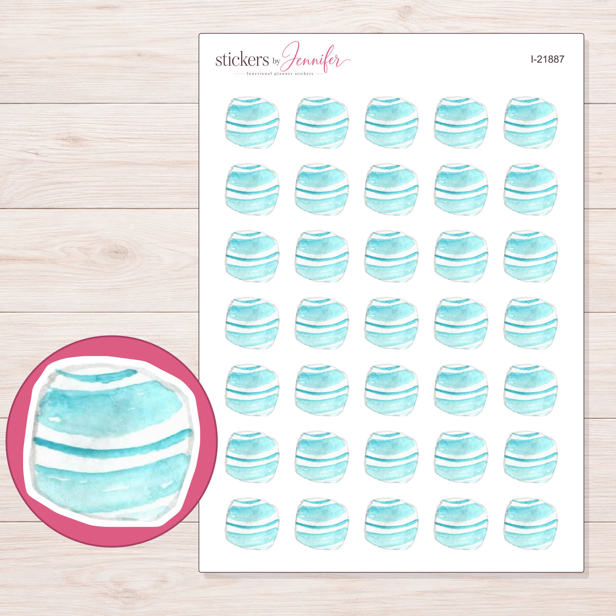 I-21887 planner sticker sheet with enlarged sticker detail