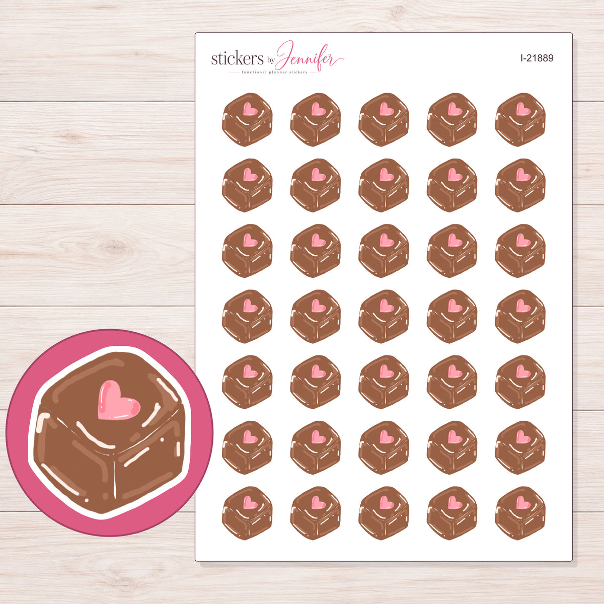 I-21889 planner sticker sheet with enlarged sticker detail