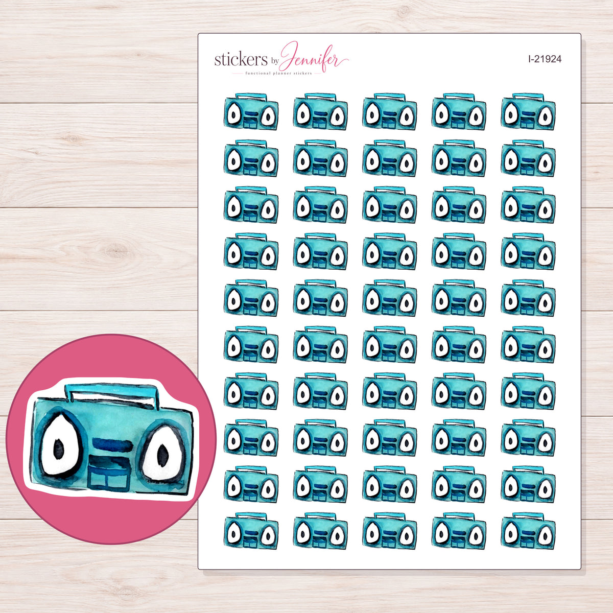 I-21924 planner sticker sheet with enlarged sticker detail