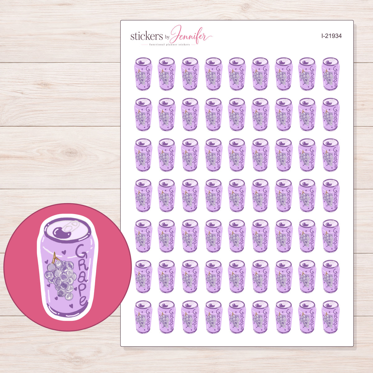 I-21934 planner sticker sheet with enlarged sticker detail
