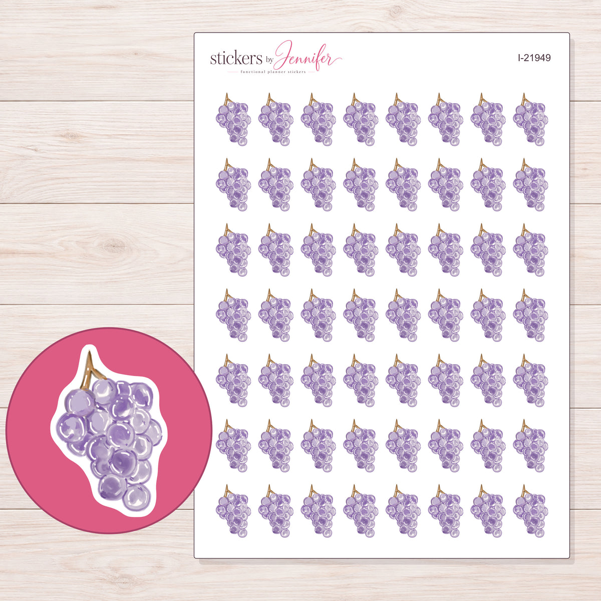 I-21949 planner sticker sheet with enlarged sticker detail