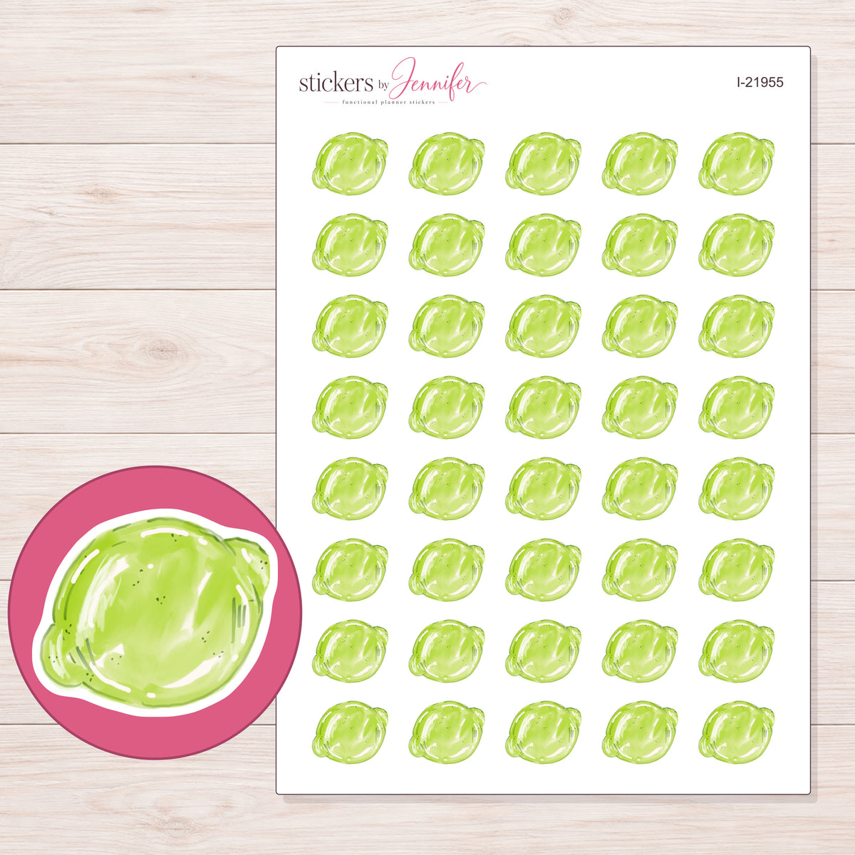 I-21955 planner sticker sheet with enlarged sticker detail