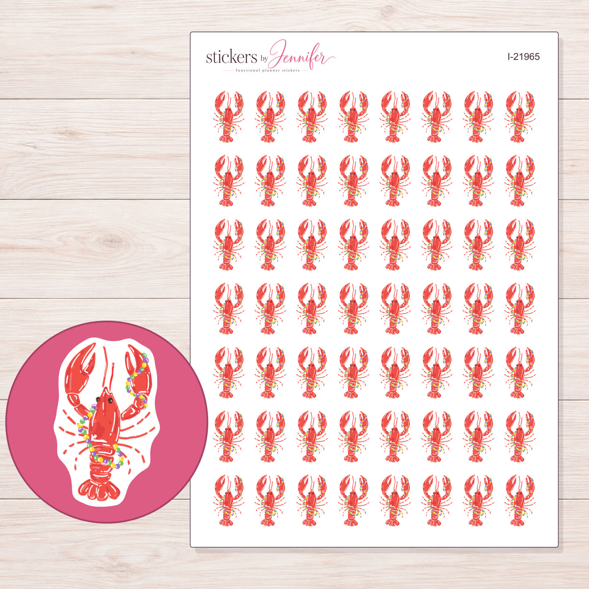 I-21965 planner sticker sheet with enlarged sticker detail