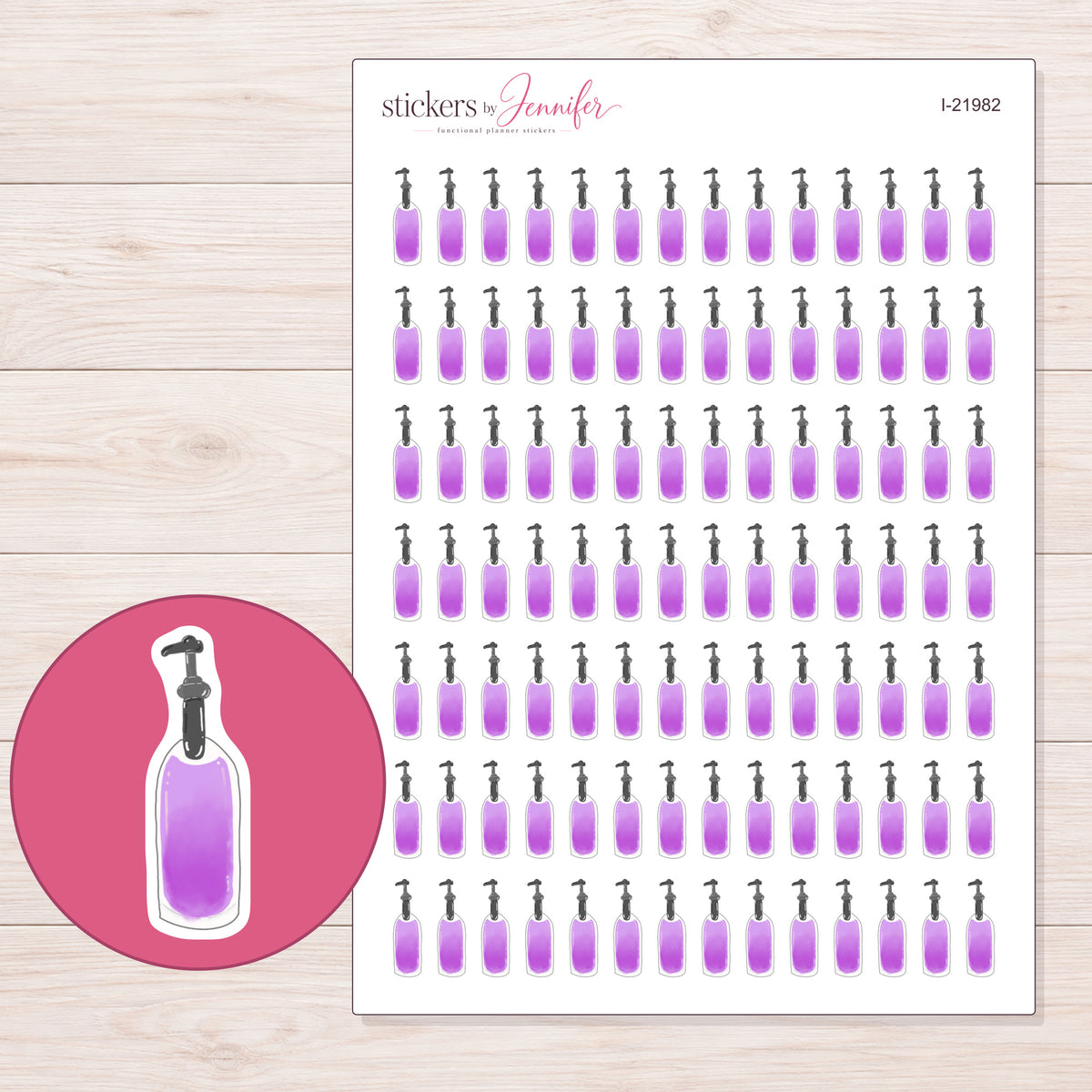 I-21982 planner sticker sheet with enlarged sticker detail