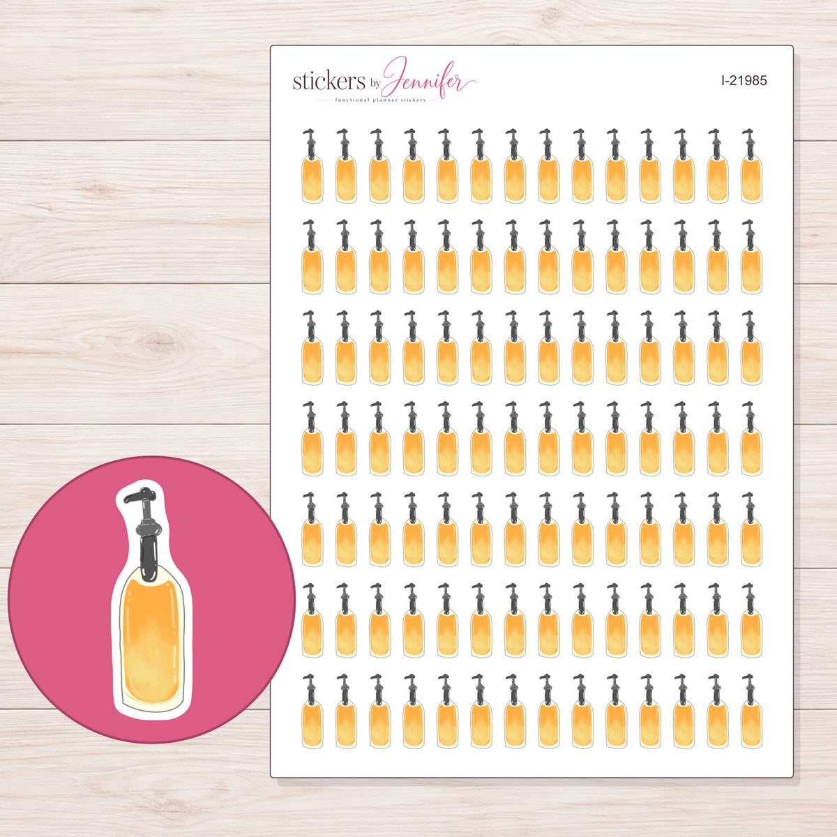 I-21985 planner sticker sheet with enlarged sticker detail