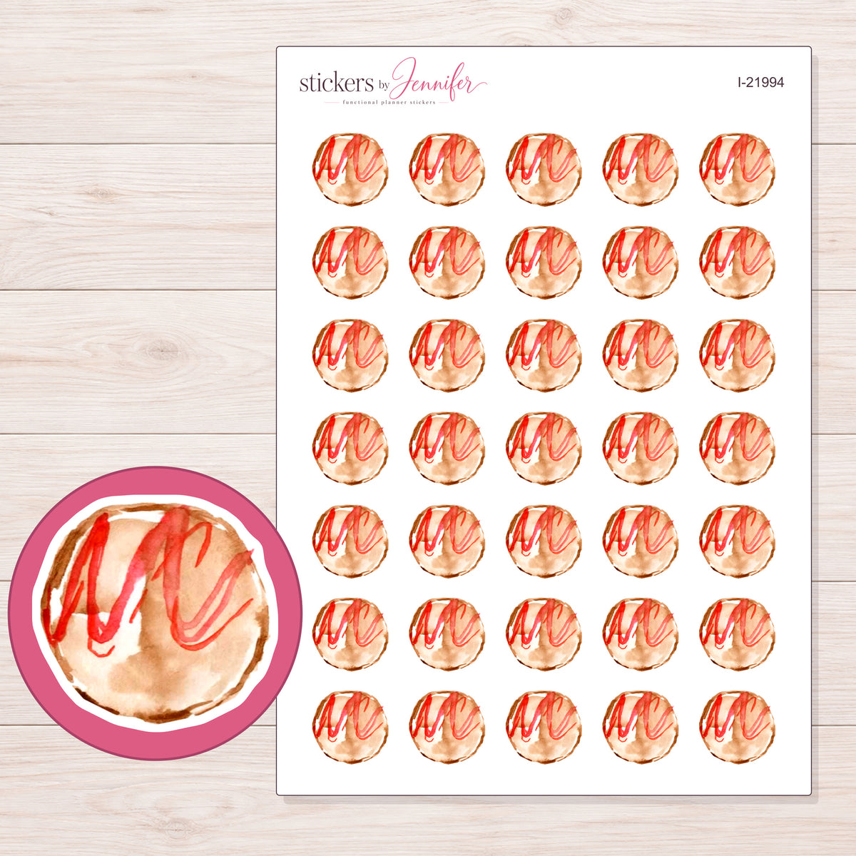 I-21994 planner sticker sheet with enlarged sticker detail
