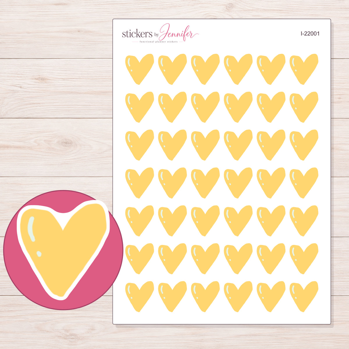 I-22001 planner sticker sheet with enlarged sticker detail
