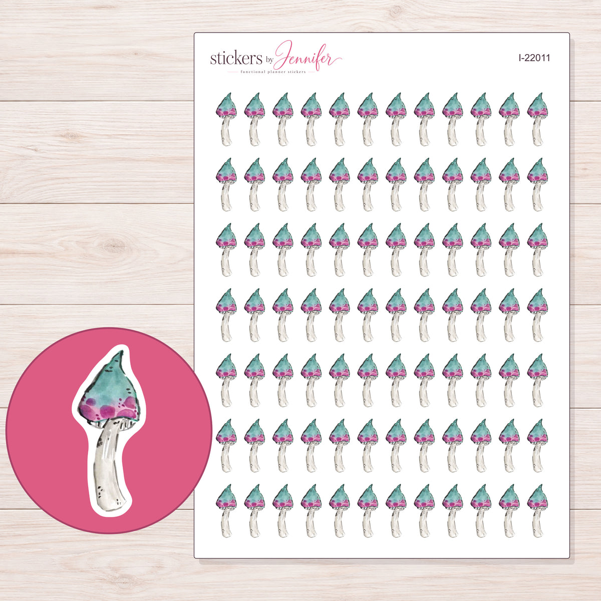 I-22011 planner sticker sheet with enlarged sticker detail