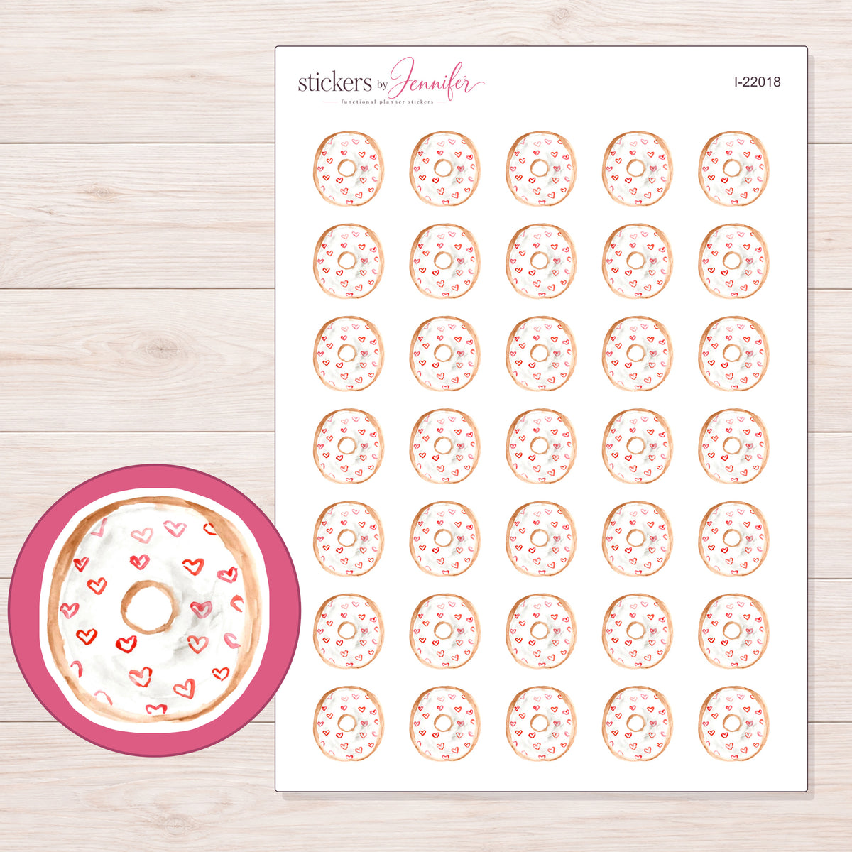 I-22018 planner sticker sheet with enlarged sticker detail