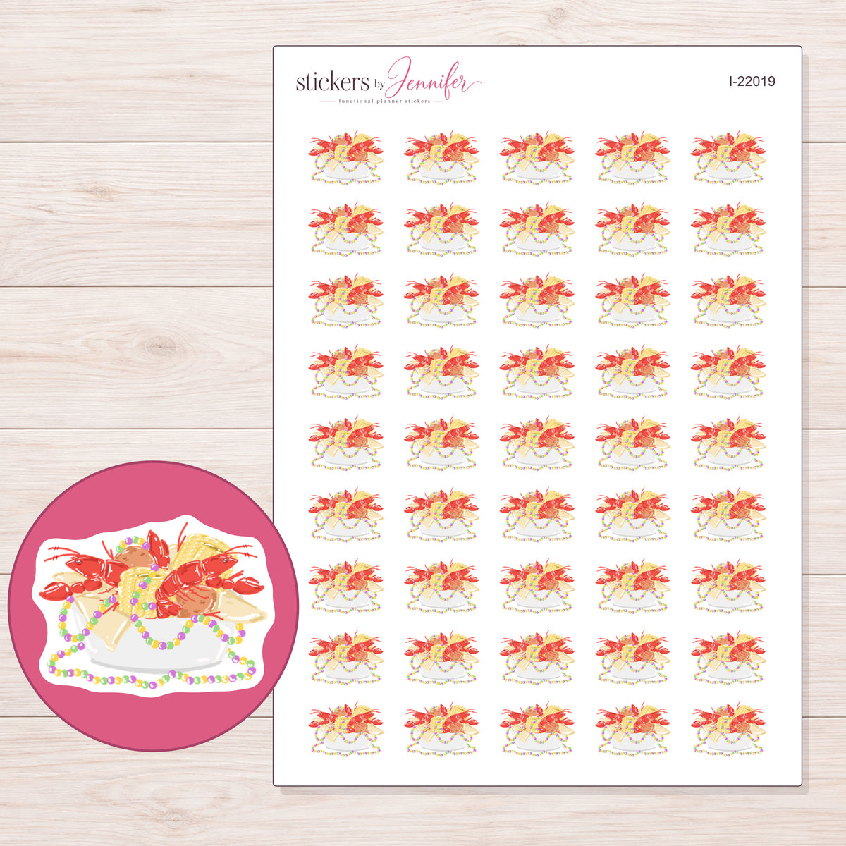 I-22019 planner sticker sheet with enlarged sticker detail