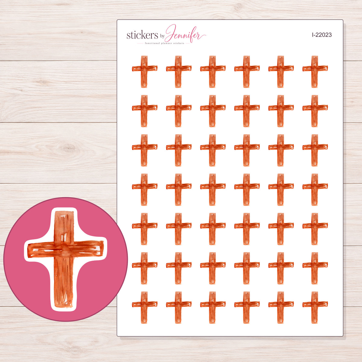 I-22023 planner sticker sheet with enlarged sticker detail