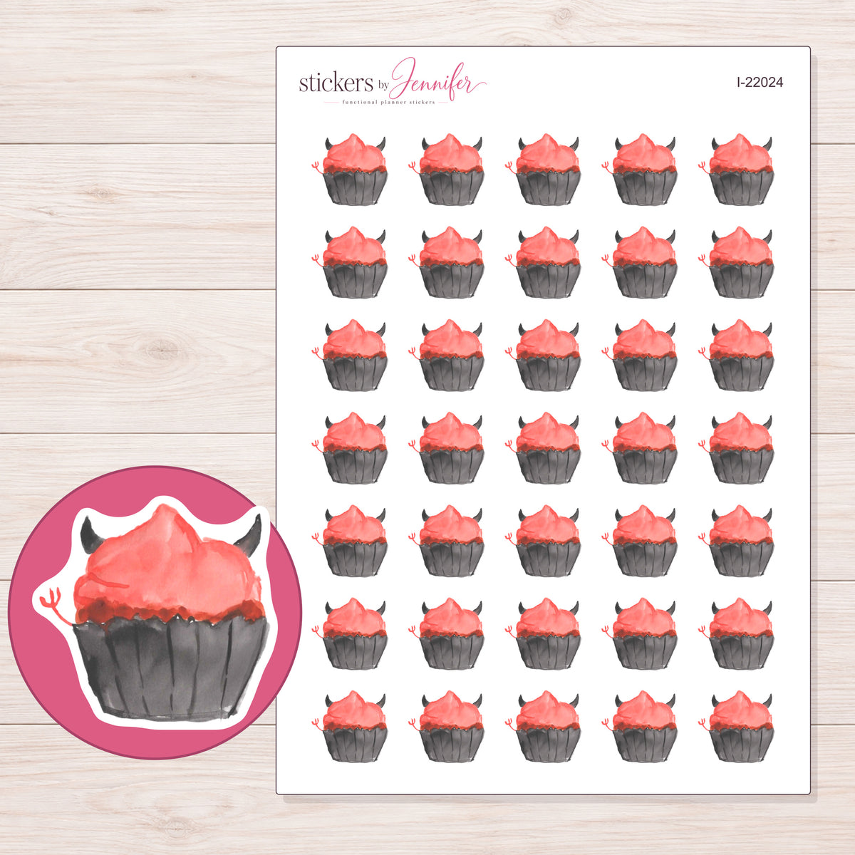I-22024 planner sticker sheet with enlarged sticker detail
