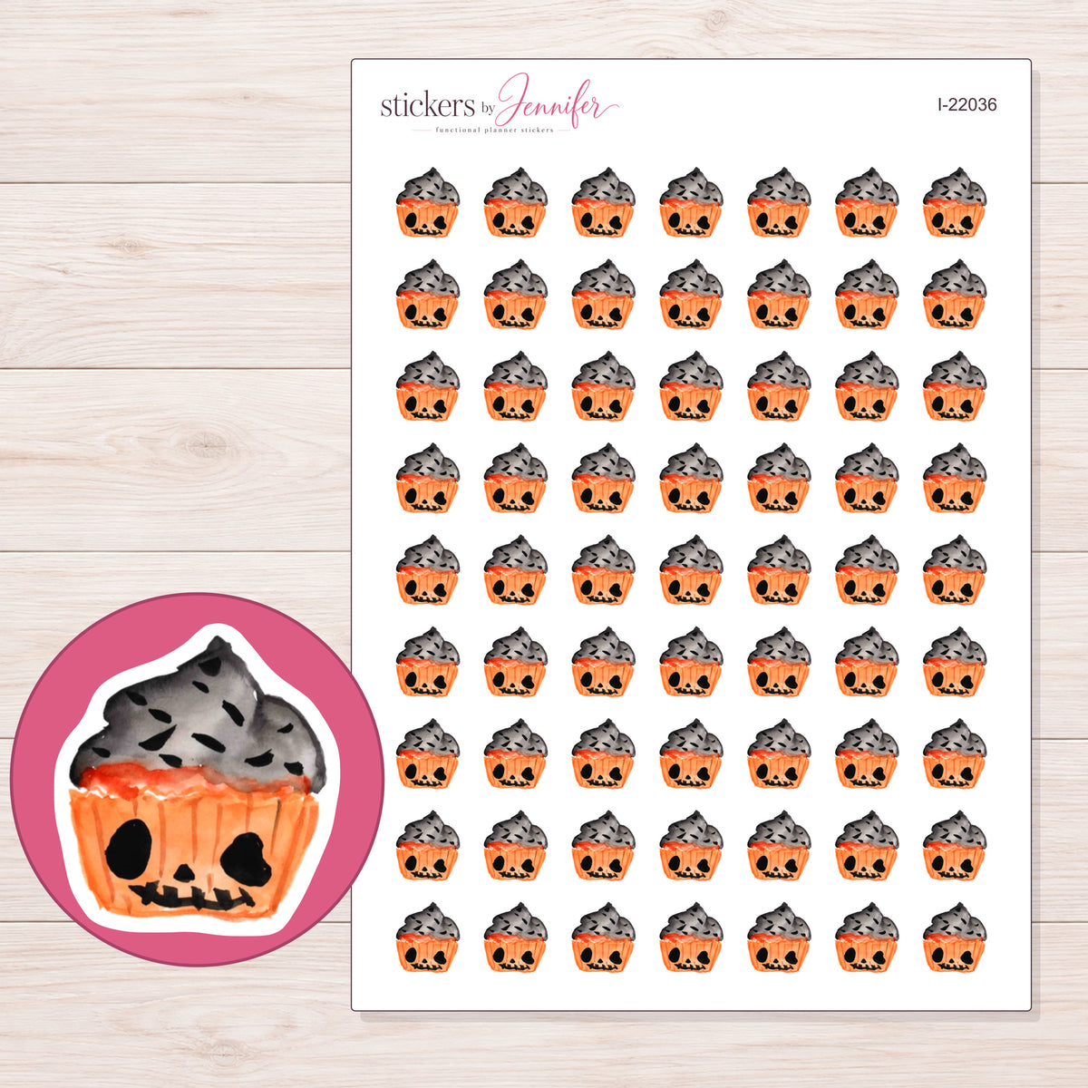 I-22036 planner sticker sheet with enlarged sticker detail