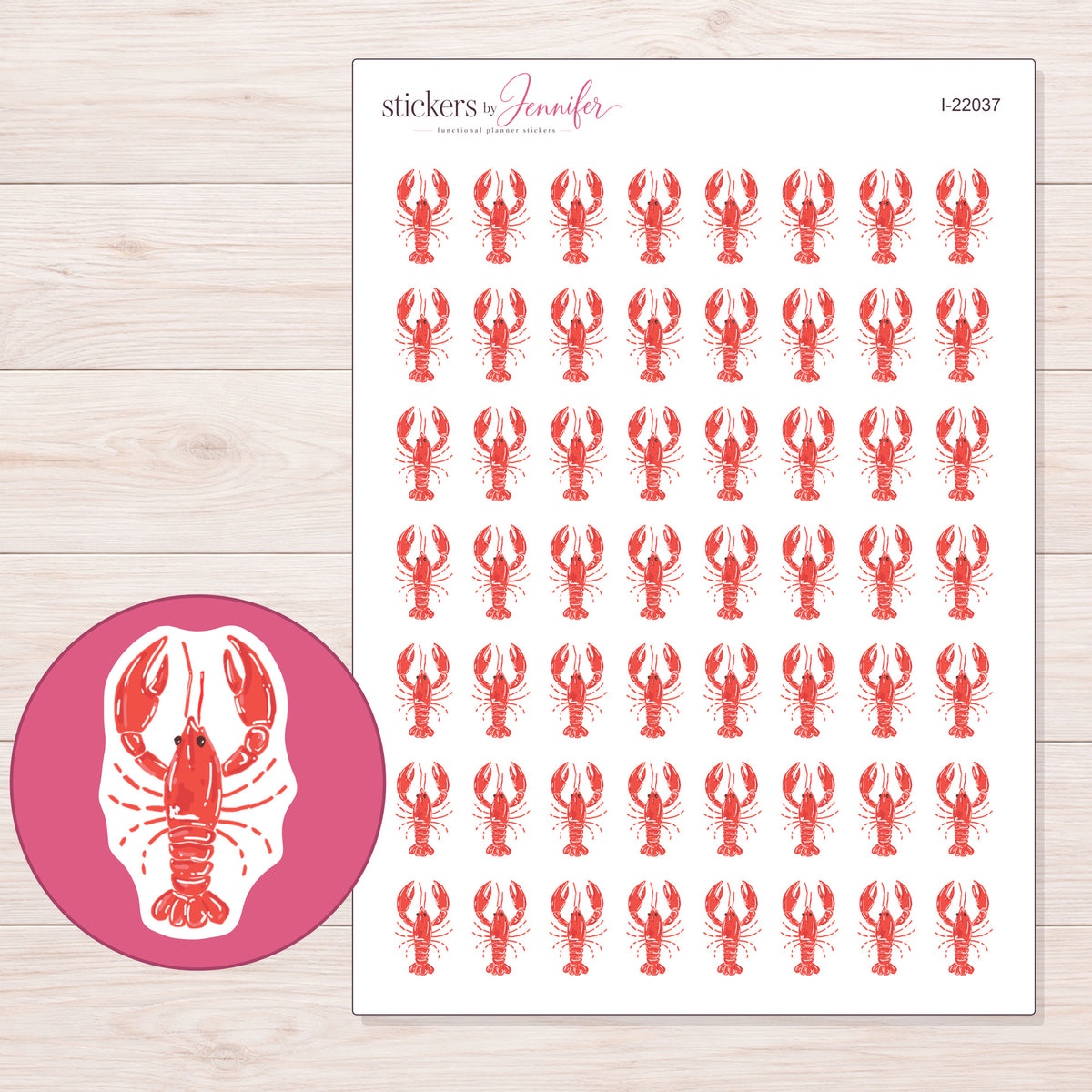 I-22037 planner sticker sheet with enlarged sticker detail