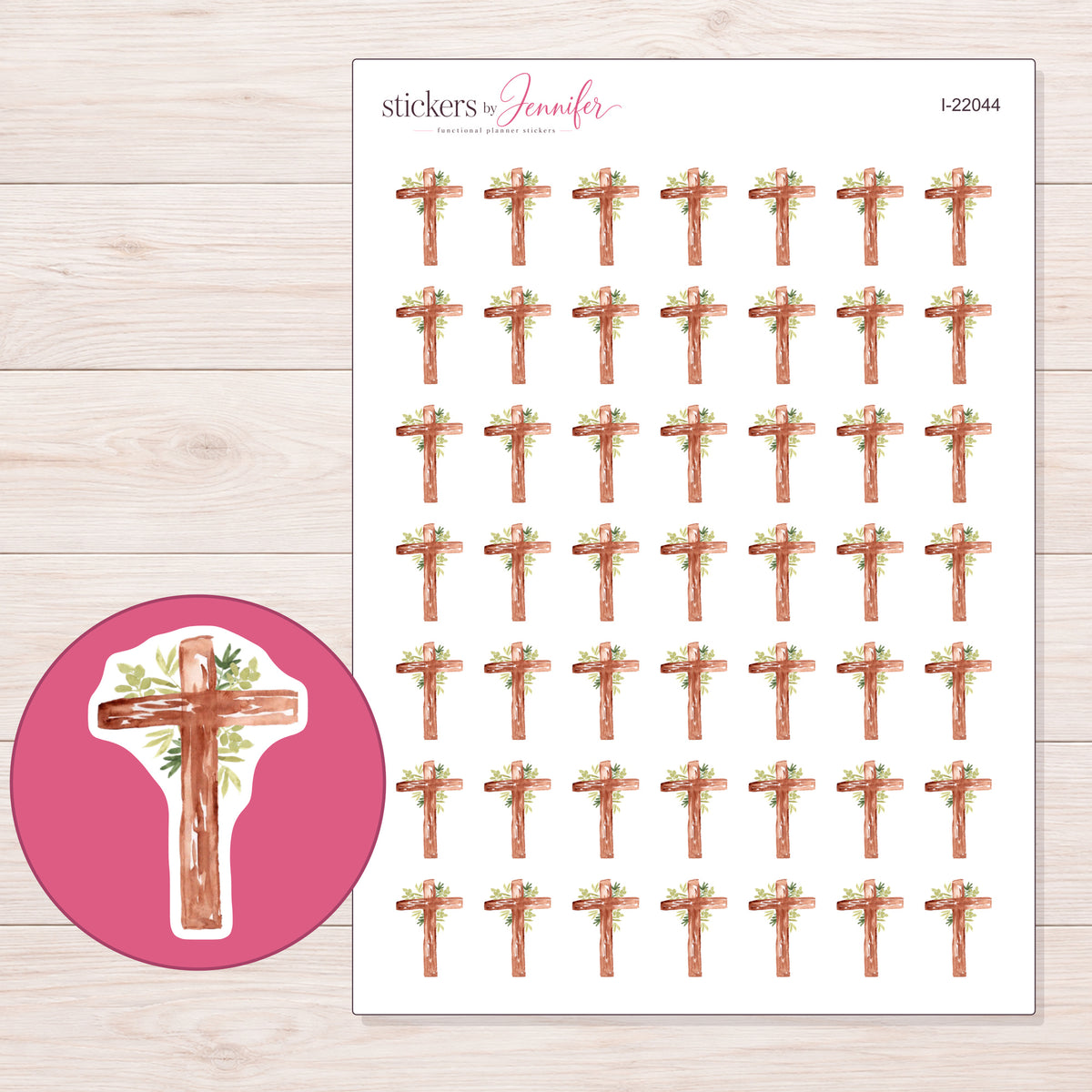 I-22044 planner sticker sheet with enlarged sticker detail