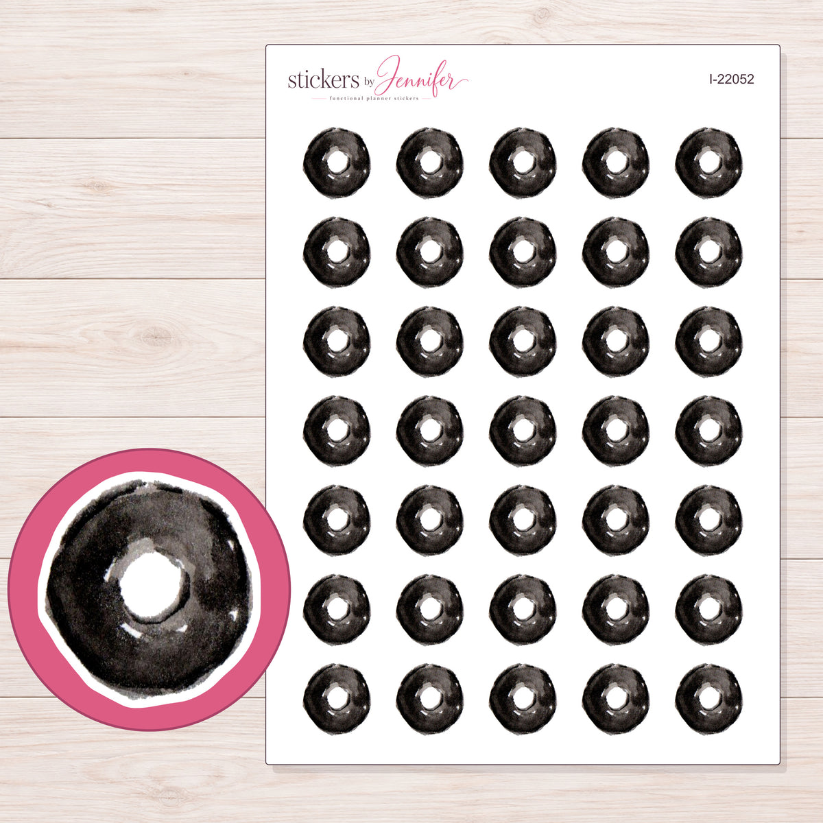 I-22052 planner sticker sheet with enlarged sticker detail