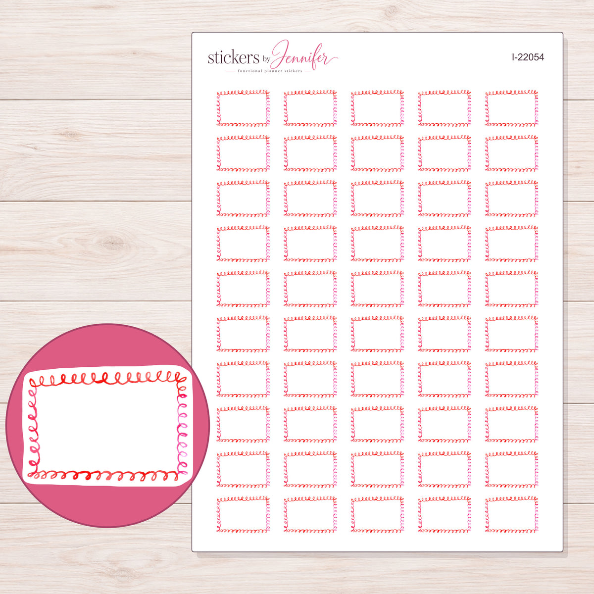 I-22054 planner sticker sheet with enlarged sticker detail