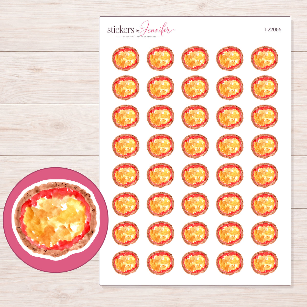 I-22055 planner sticker sheet with enlarged sticker detail